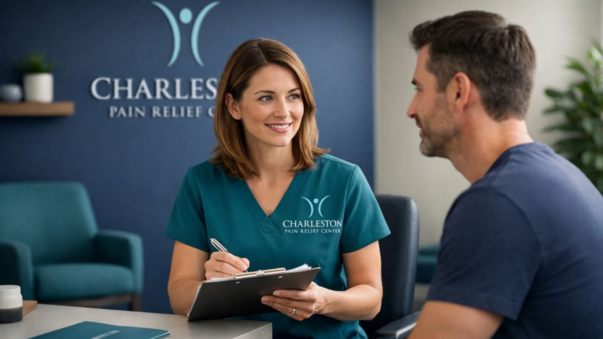 Charleston Pain Relief Center team working with a back-pain patient