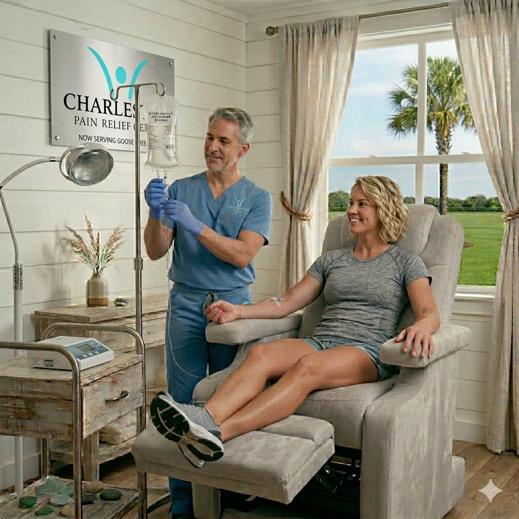 IV vitamin drip therapy at Charleston Pain Relief Center in North Charleston, SC